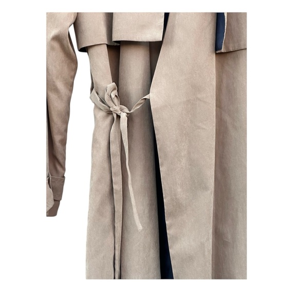 Neon Rose ASOS Camel Taupe Duster Trench Coat Belted Lightweight NWT Small - Picture 6 of 7
